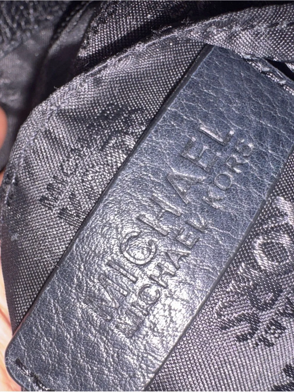 Michael Kors monogram hobo bag black and grey with silver accents